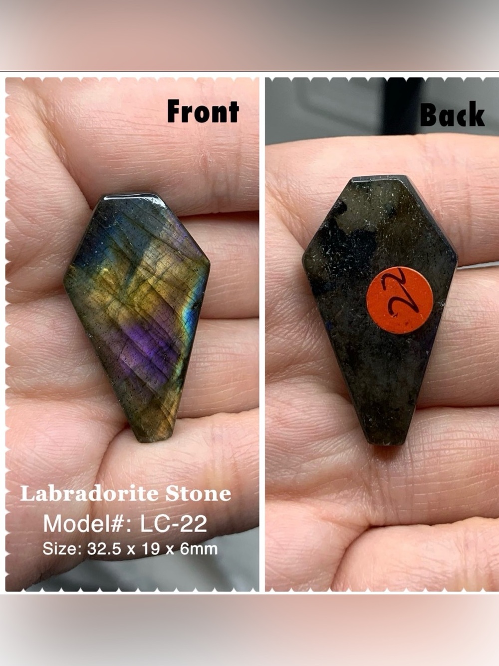 Natural Labradorite Coffin Cabochon 32.5x19mm purple blue flash loose Gemstone